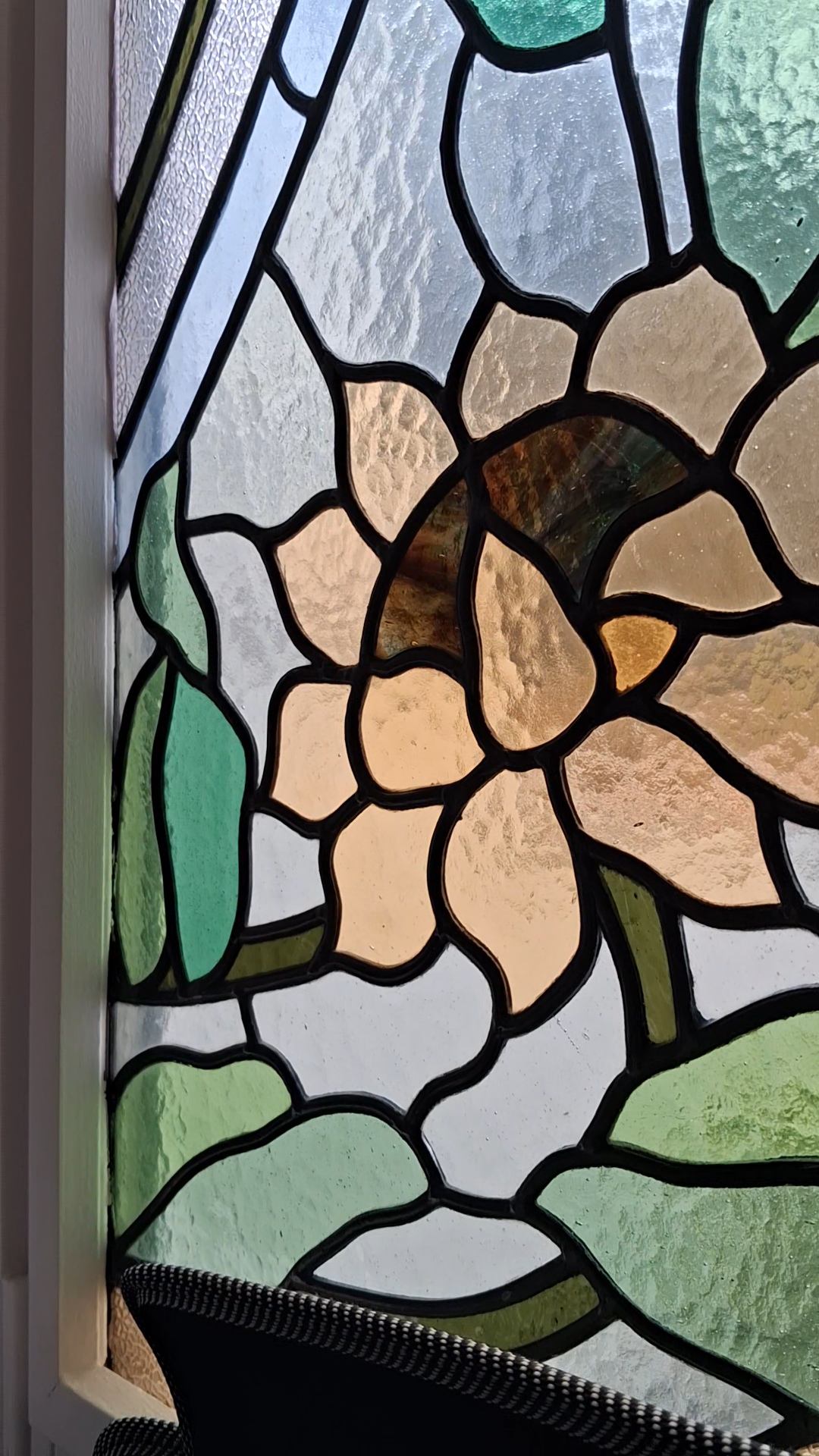 Detail tournesol | Vitrail d'Orée, Atelier de création et de restauration de vitraux à Bruxelles.